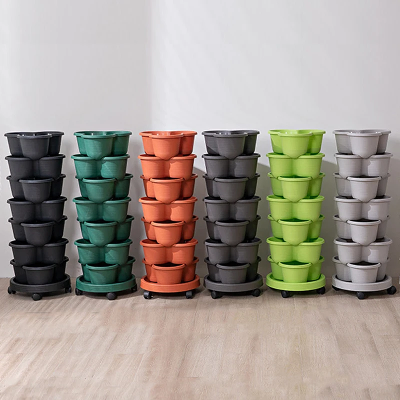 Vertical Planter Tower - Stackable Garden Strawberry Planter Plastic Flower