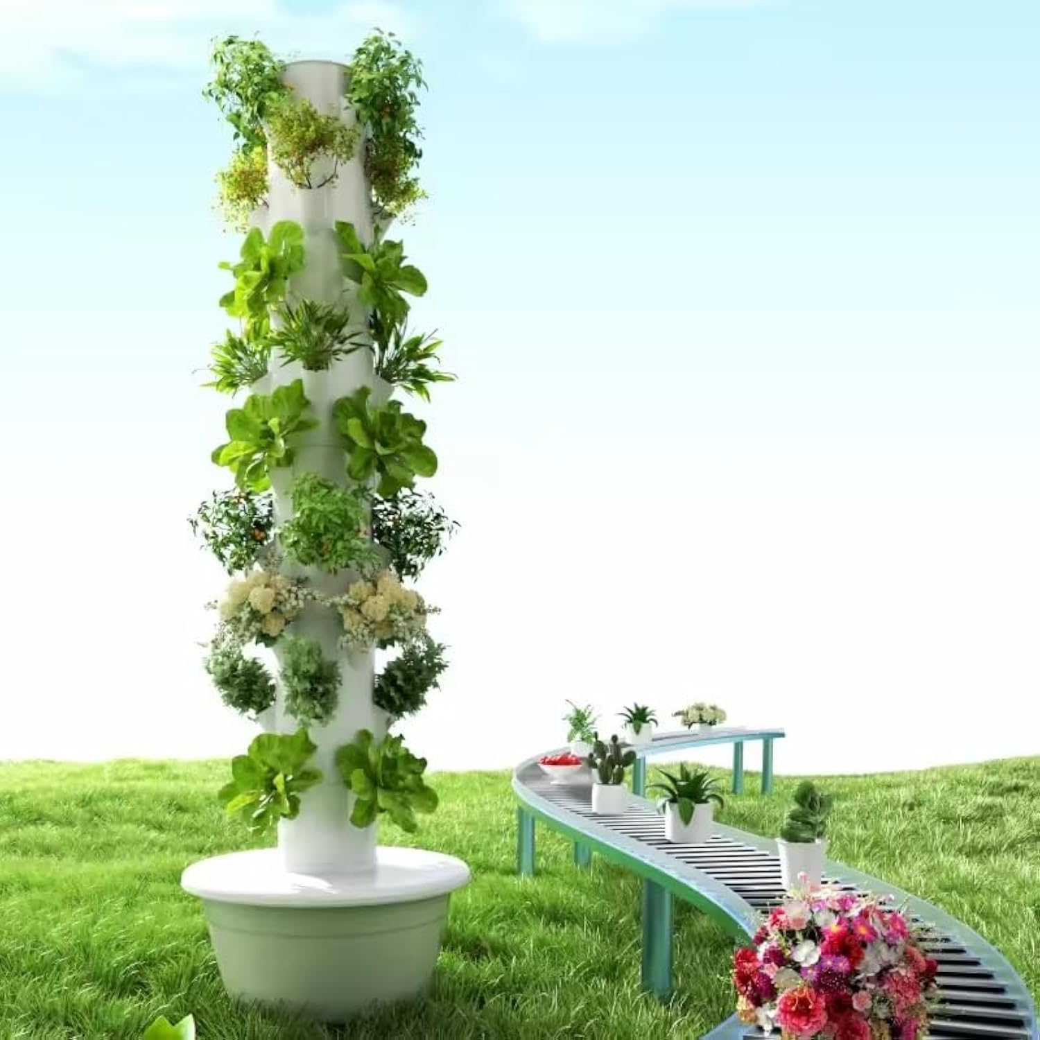 Vertical Planter Tower - Vertical Hydroponic Grow Tower Aeroponic Tower