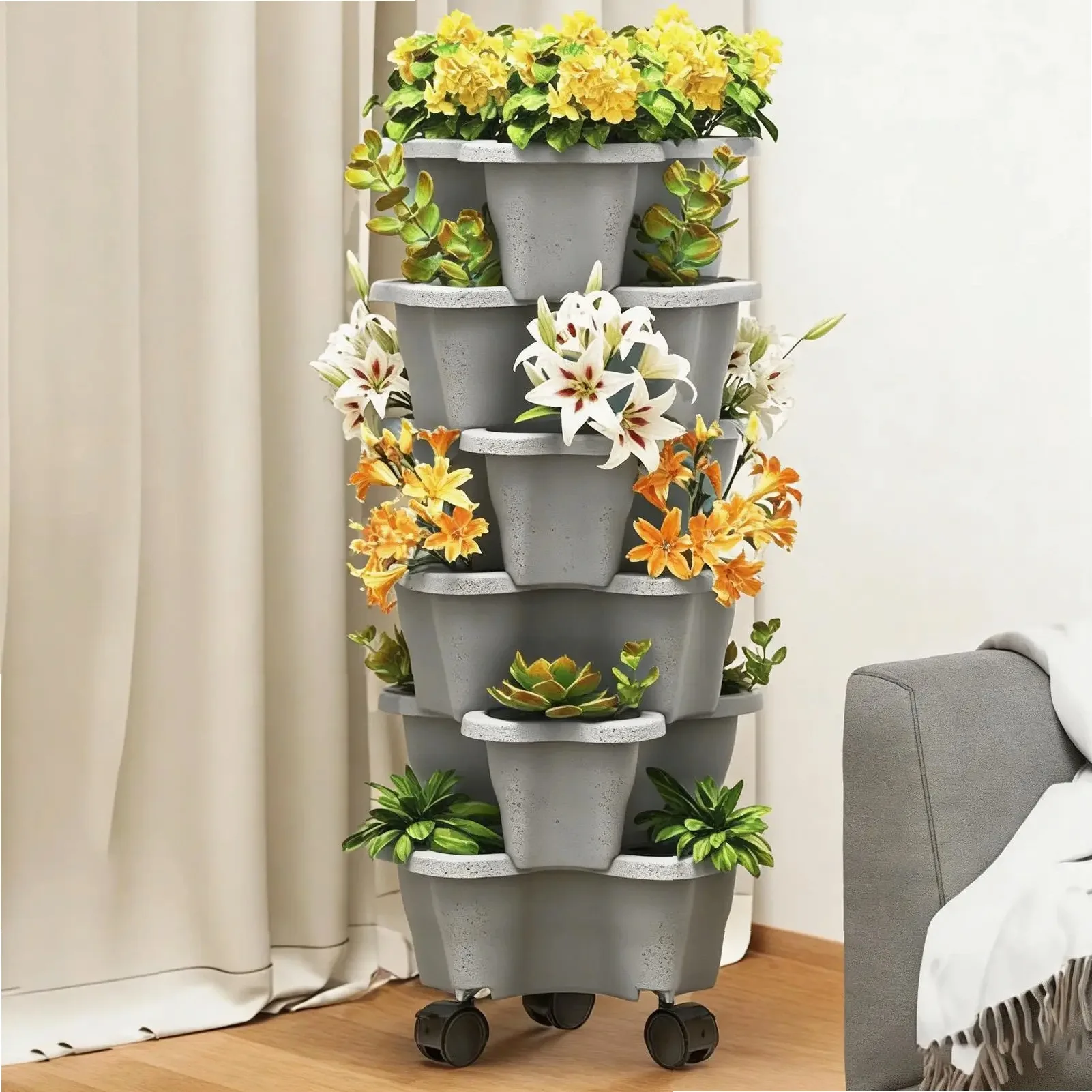 Plant Tower 6-Tier with Wheels - огляд і ціна Vertical Planter Tower