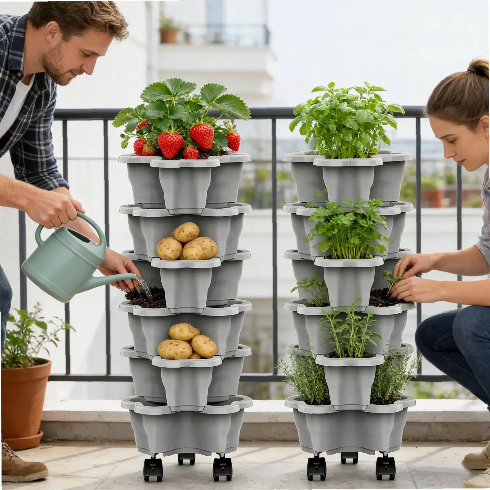 Plant Tower 6-Tier with Wheels - огляд і ціна Vertical Planter Tower