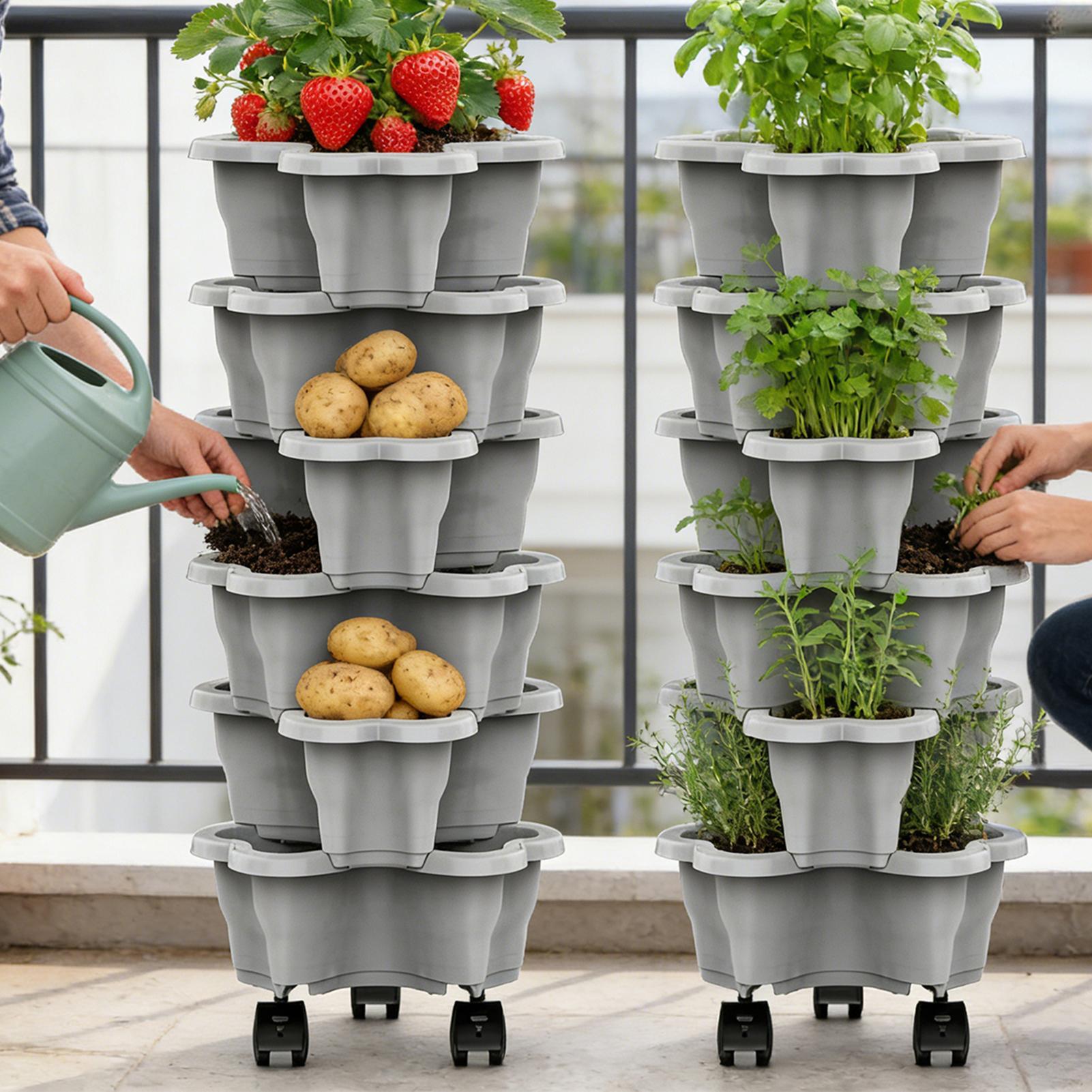 6-Tier Plastic Stackable Verti - огляд і ціна Vertical Planter Tower
